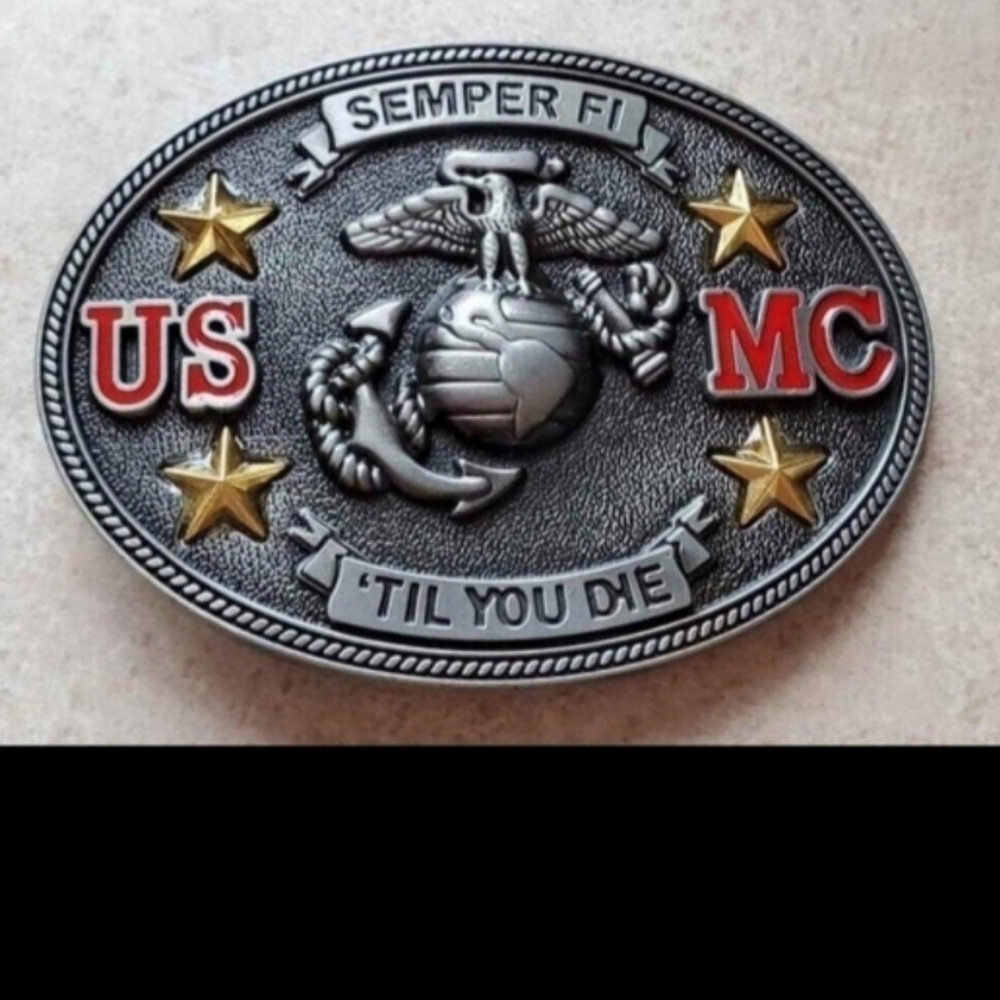 New USMC Marine Corps signet belt buckle approximately 3"